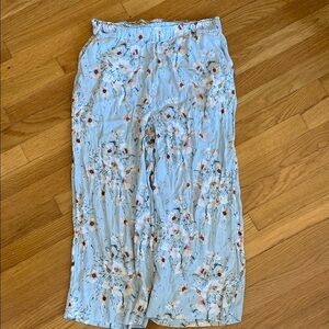 H&M Floral Wide Leg Pants - Light Blue